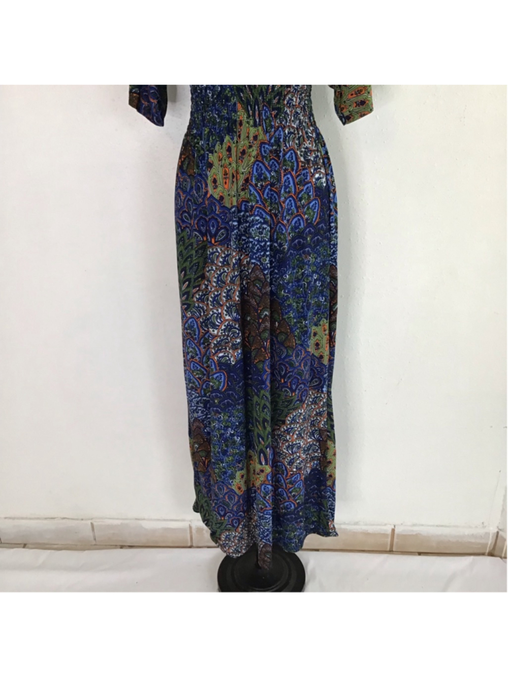 5th & love Women Elegant Blue Green Peacock Paisley Maxi Dress no size tag - Picture 6 of 12
